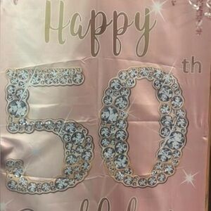 Pink and Gold 50th Birthday Banner